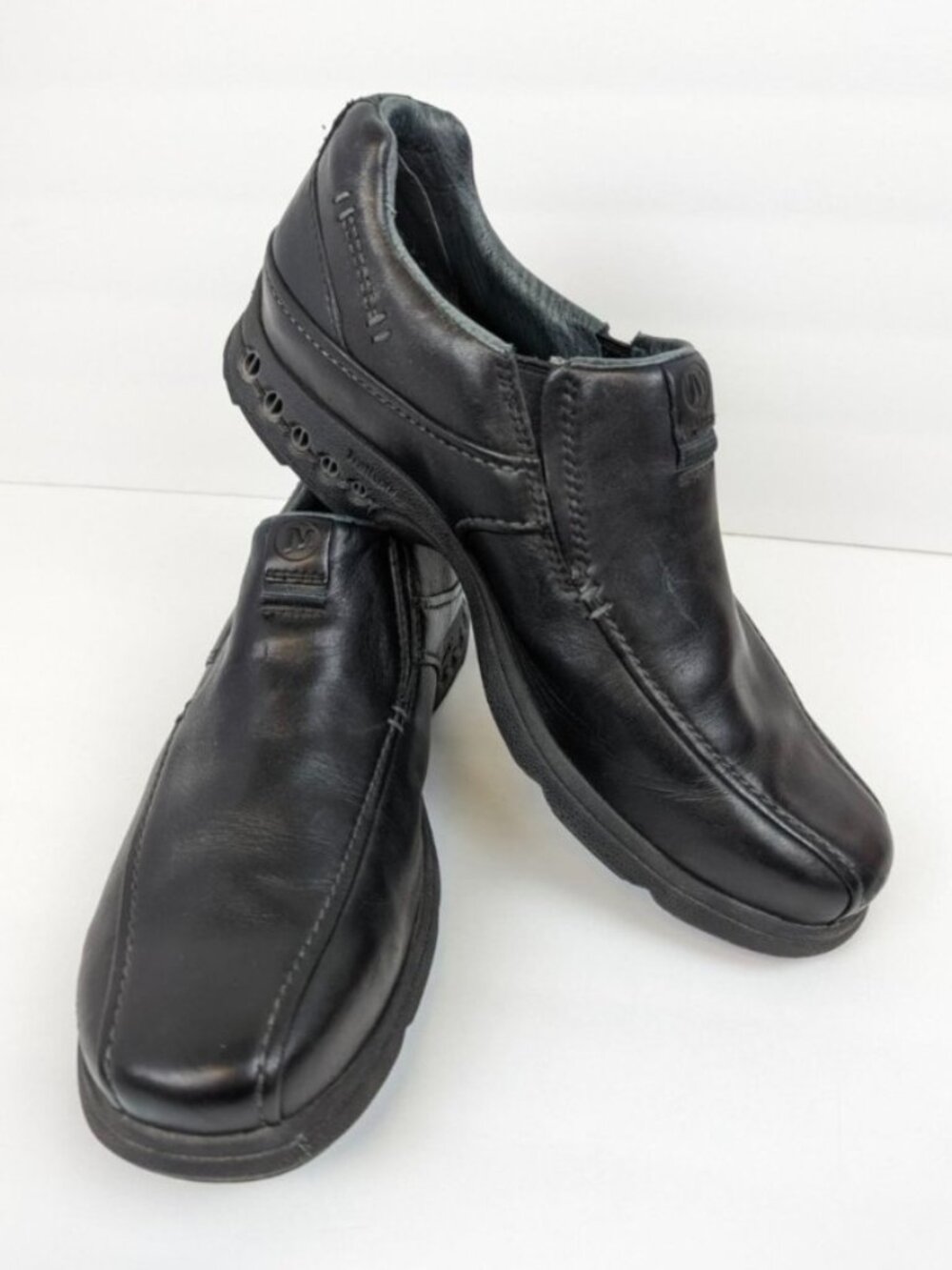 Men's Merrell Black Leather Casual Slip On Dress Loafer Shoes